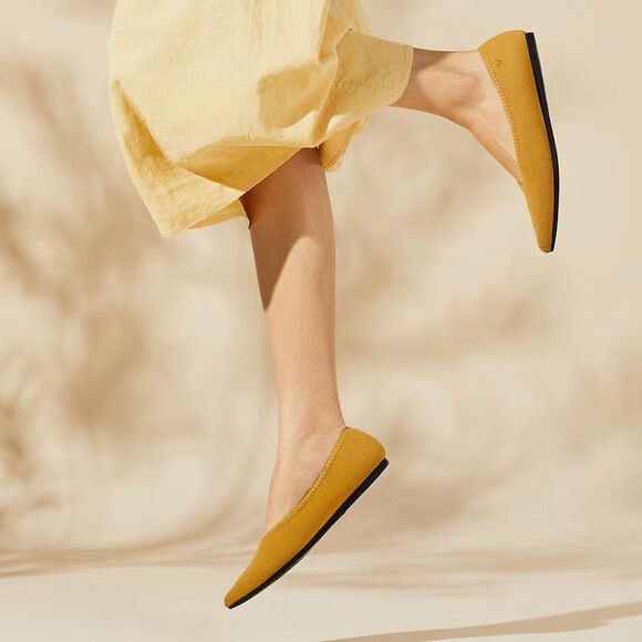 Vivaia Women’s Aria 2.0 Mustard Yellow Pointed Toe Ballet Flats - Picture 1 of 14